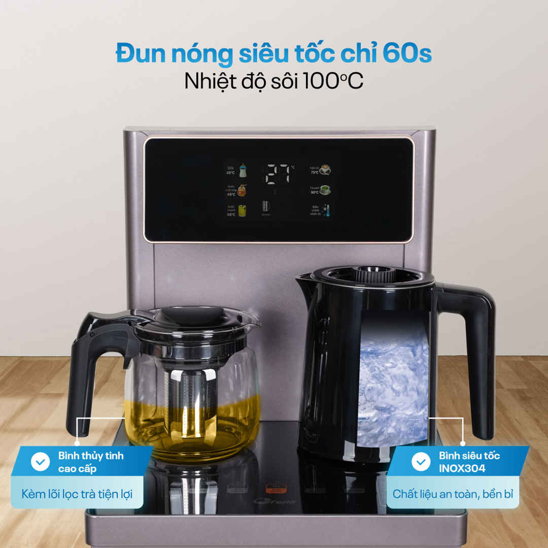 Cây nước nóng lạnh kết hợp bàn pha trà và cafe Fujie TB245